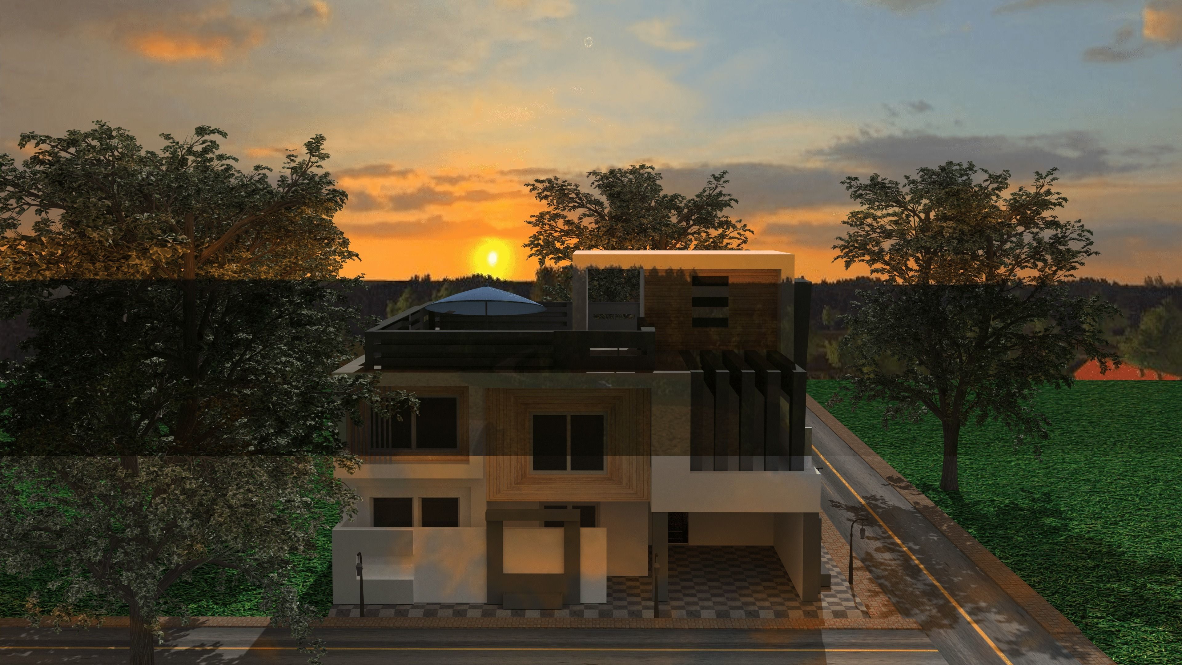 Modern House exterior  3D model_7