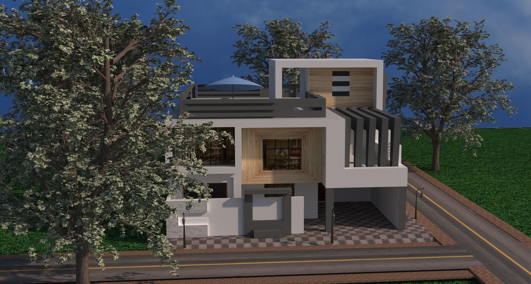 Modern House exterior  3D model_12