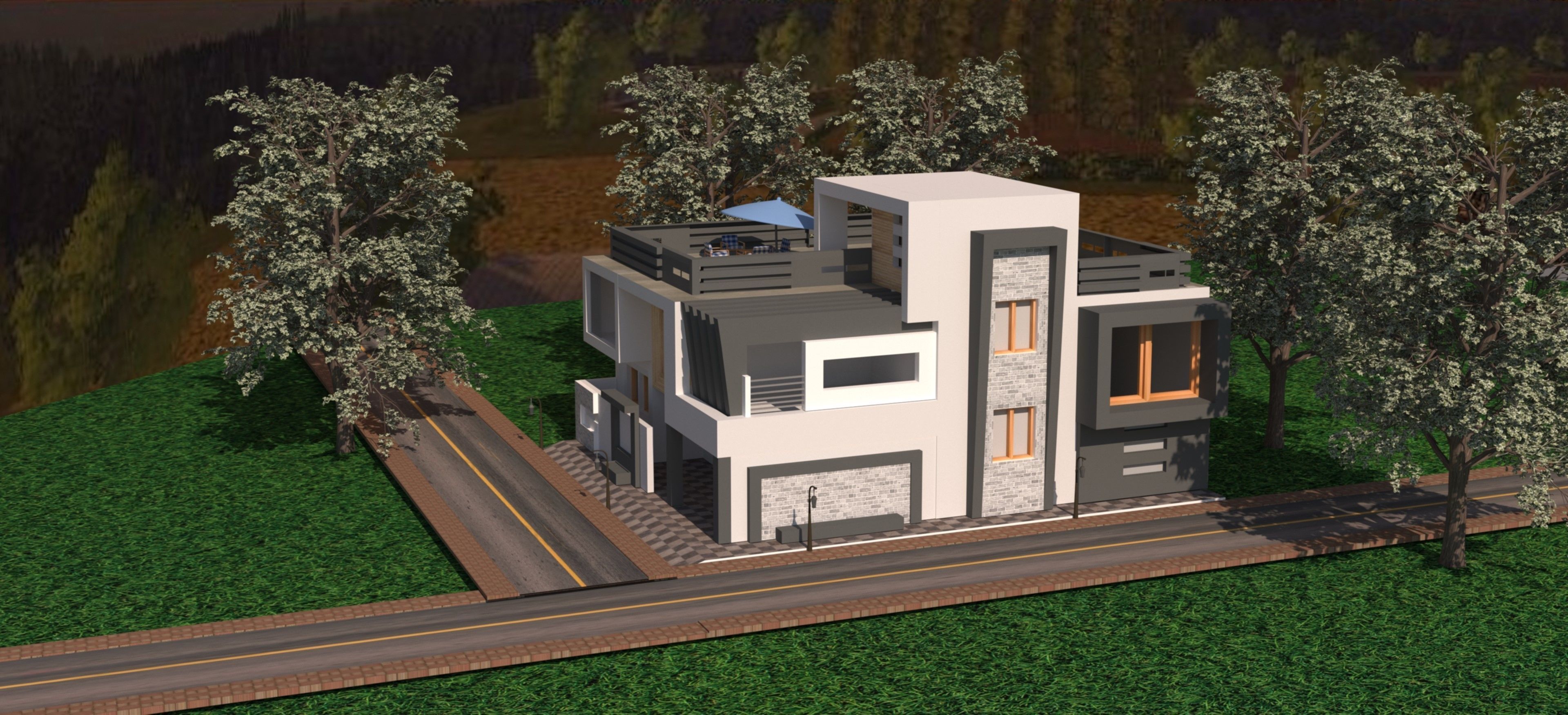 Modern House exterior  3D model_5