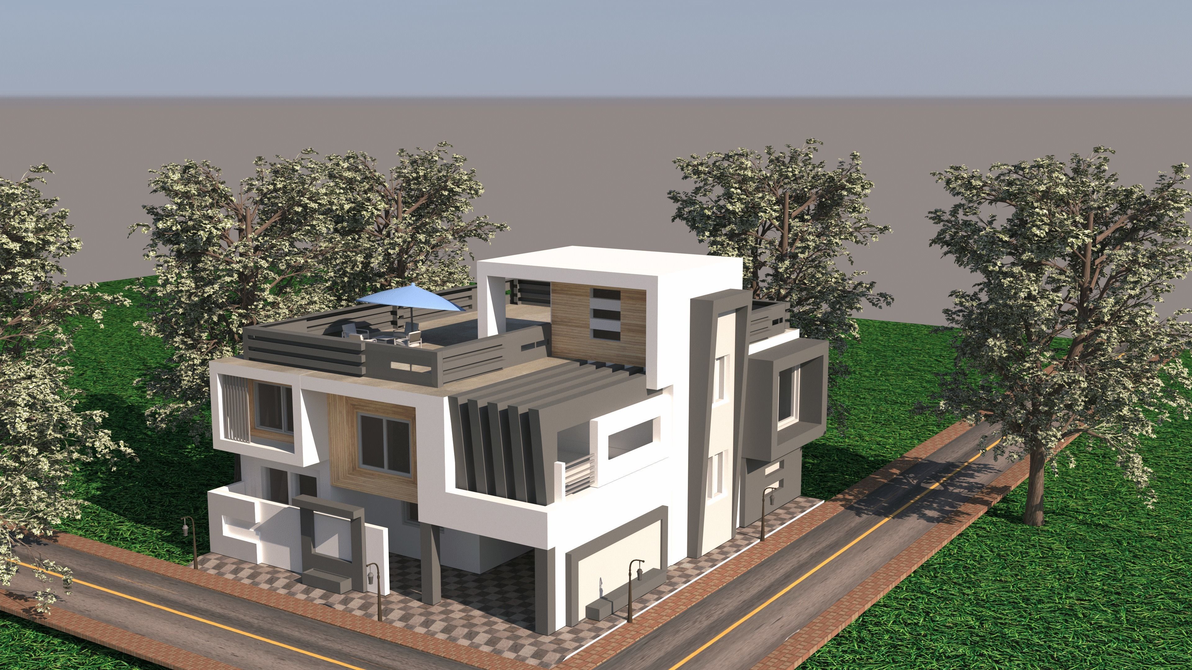 Modern House exterior  3D model_6