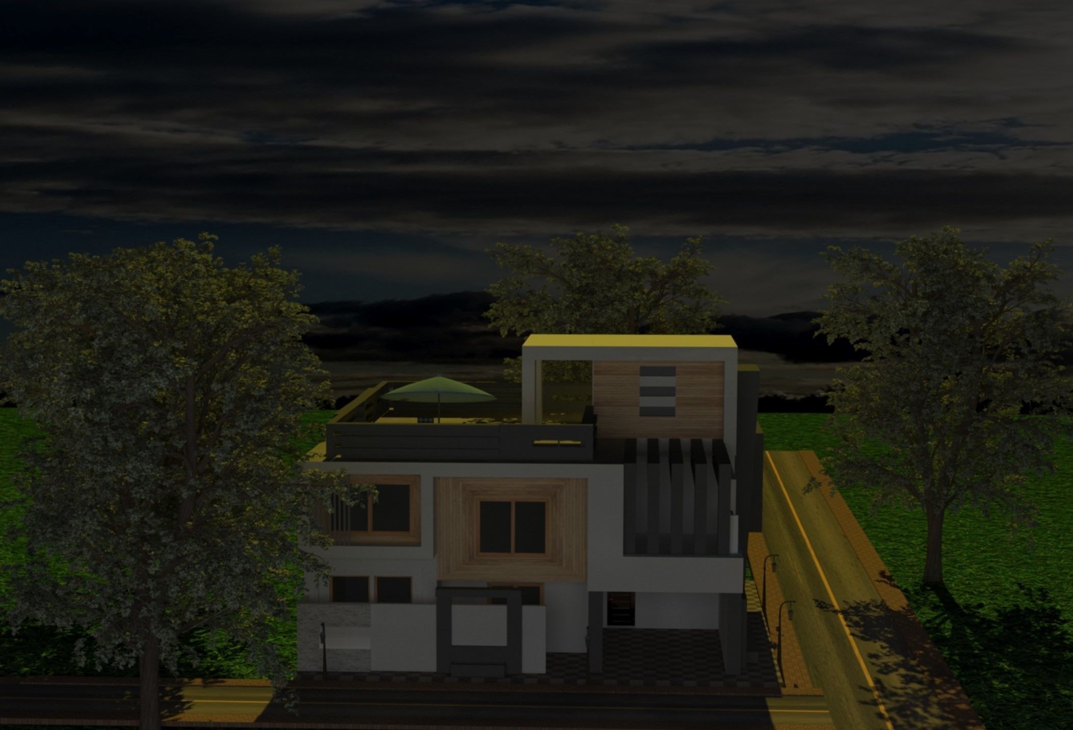 Modern House exterior  3D model_8