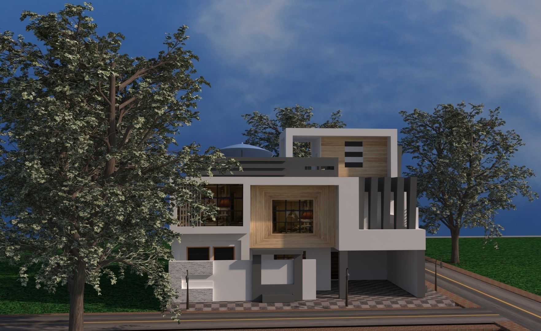 Modern House exterior  3D model_13