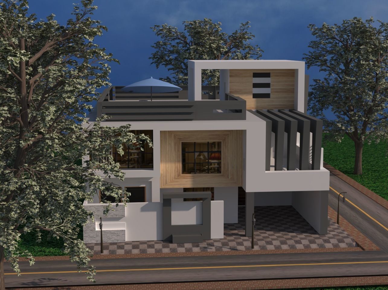 Modern House exterior  3D model_9