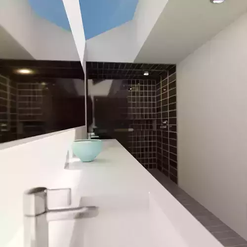 tooilet bathroom with skylight