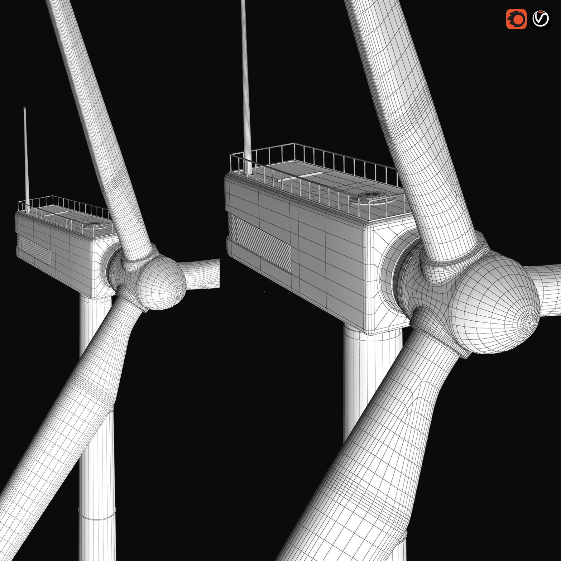 Industrial wind turbine 3D model_1