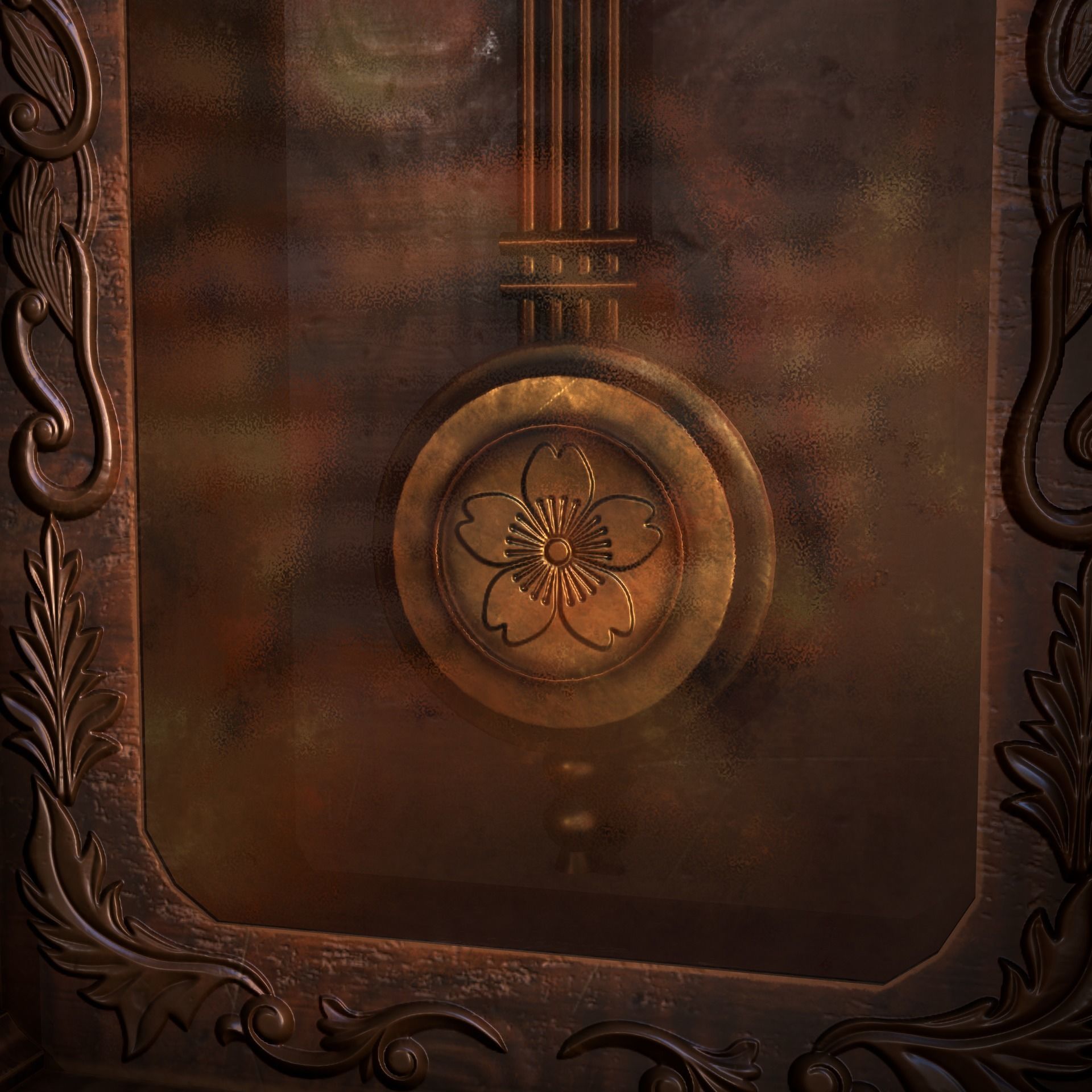 Wooden Wall Clock Low-poly 3D model_8