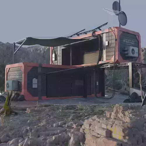 Cyberpunk Exterior Nomad Container Building 3D model