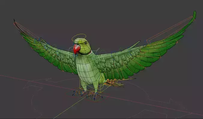 Parakeet parrot in flight 3D model