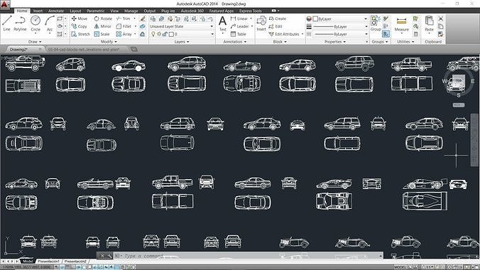 Autocad cars blocks 3D print model