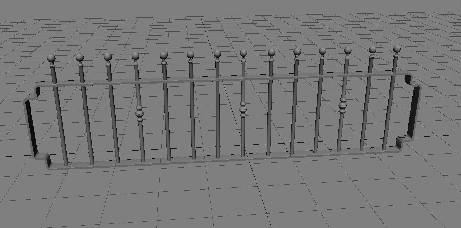 Cast Iron Railings 3D Model Low-poly 3D model_8
