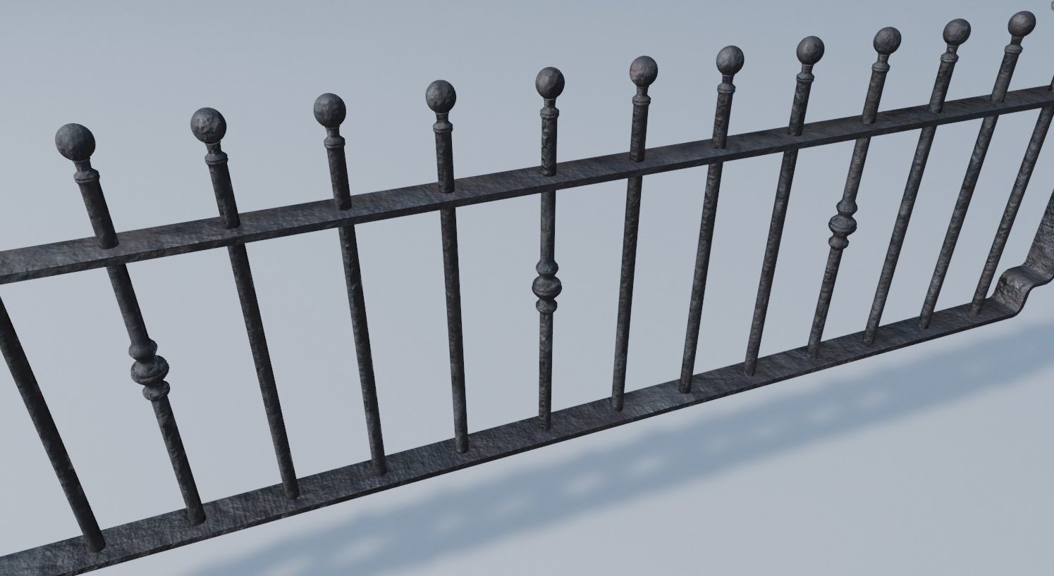 Cast Iron Railings 3D Model Low-poly 3D model_6