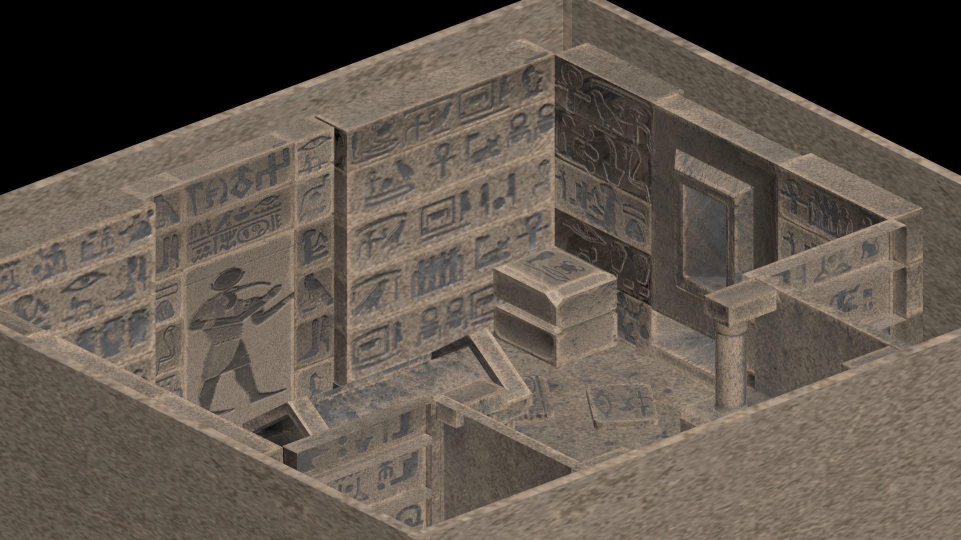 Low Poly Egyptian Sarcophagus - Egyptian Tomb Low-poly 3D model_10