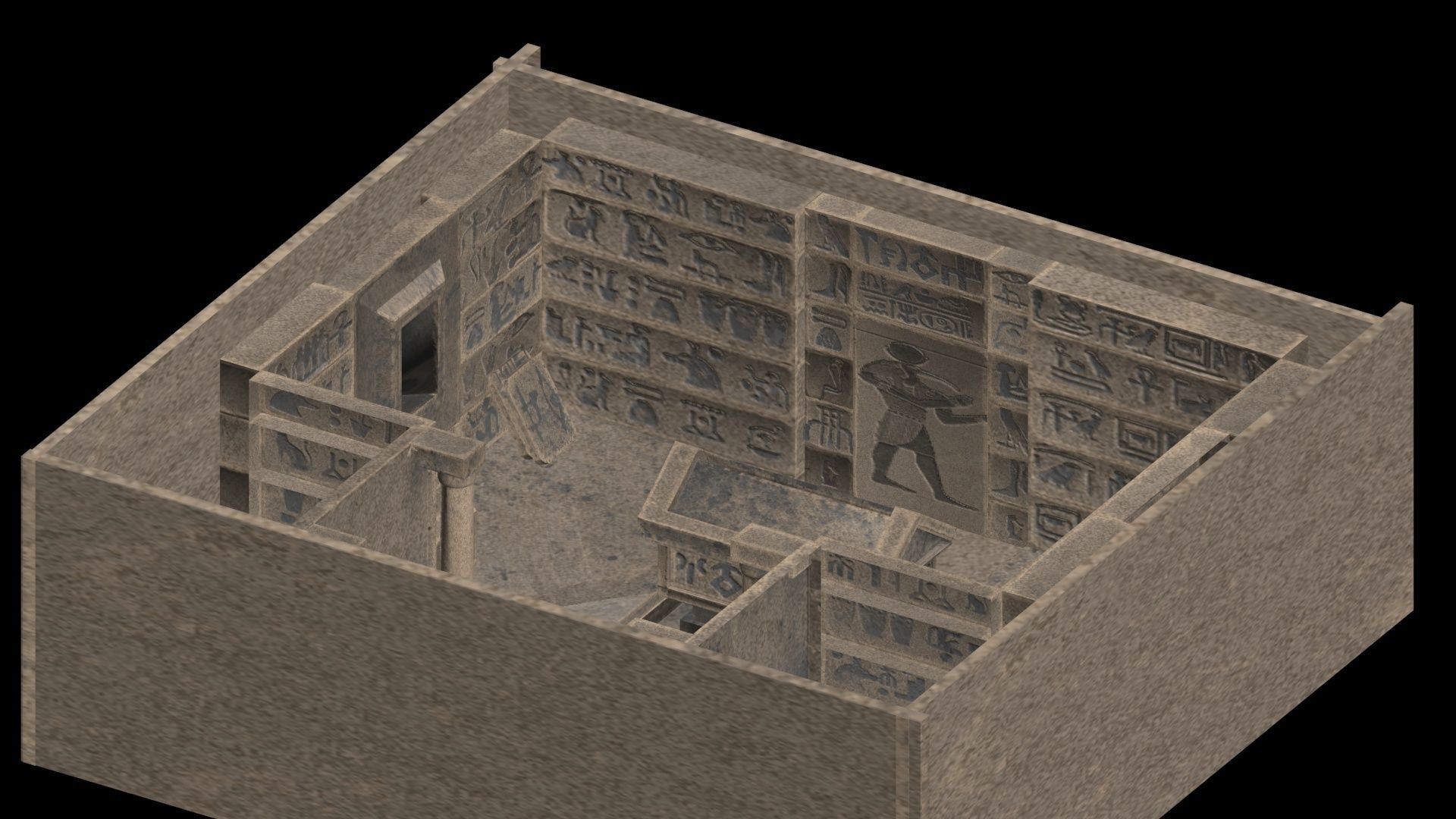 Low Poly Egyptian Sarcophagus - Egyptian Tomb Low-poly 3D model_9