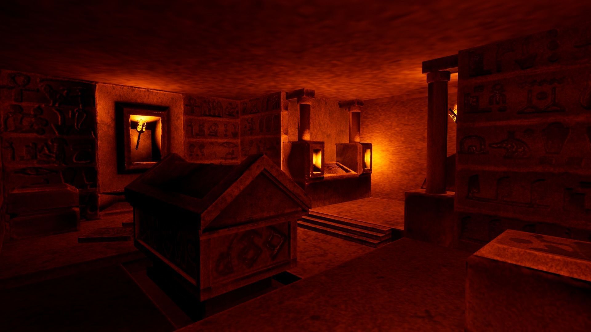 Low Poly Egyptian Sarcophagus - Egyptian Tomb Low-poly 3D model_7