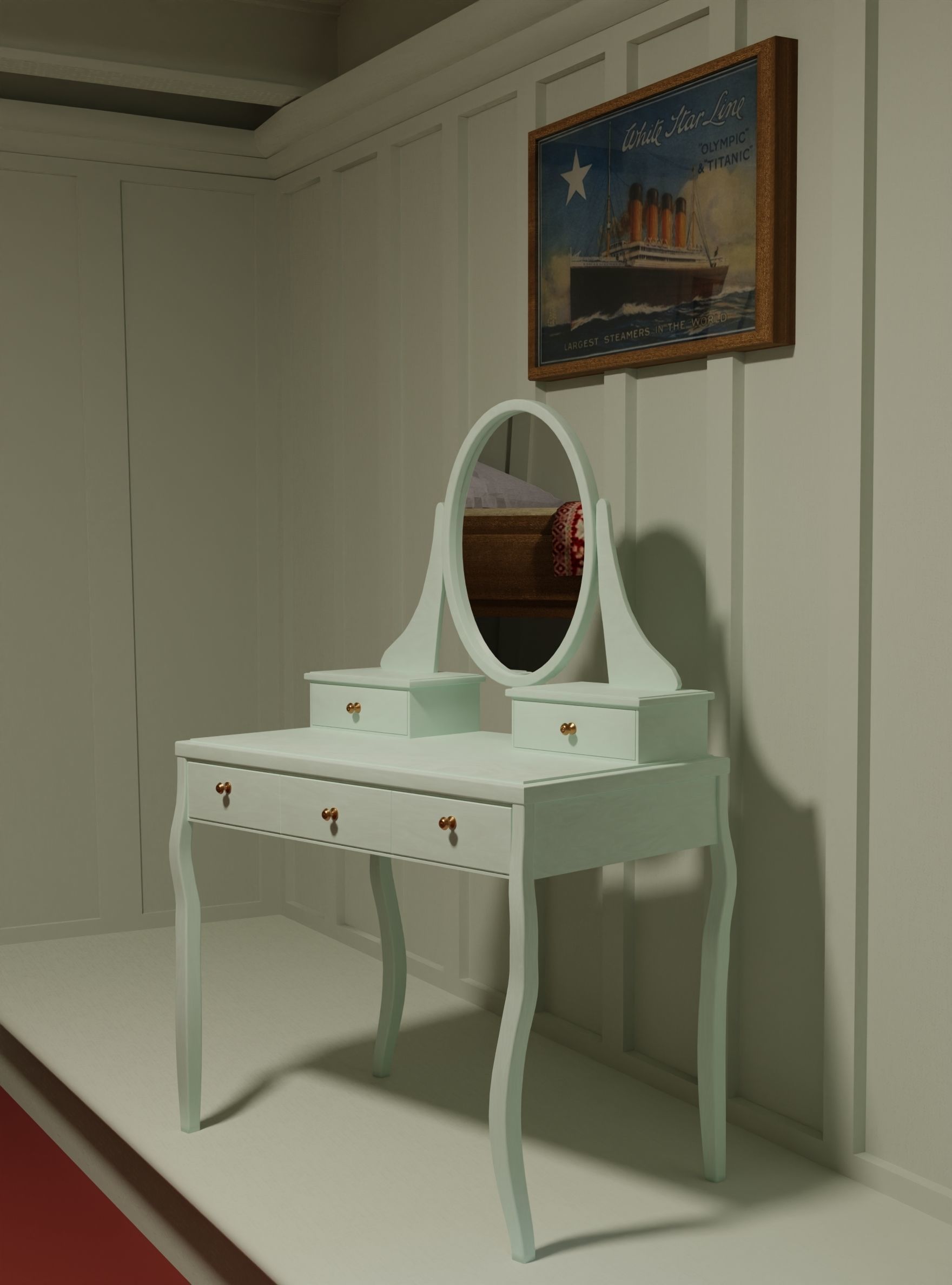 Dresing table with mirror 3D model_8