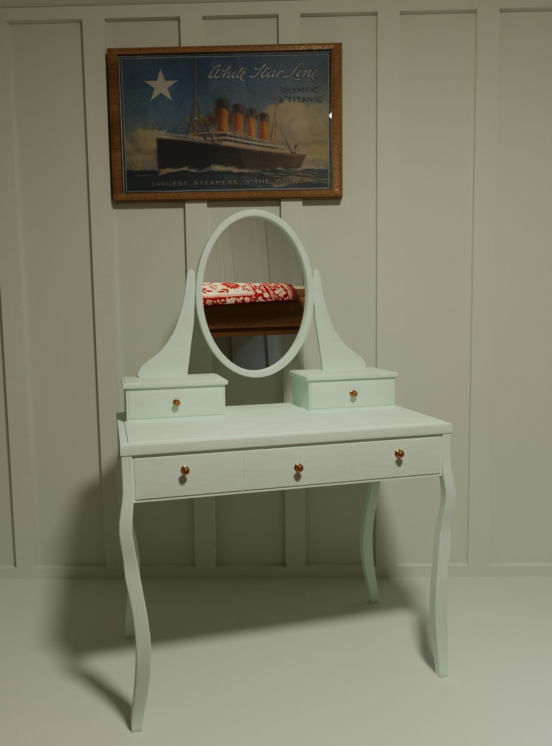 Dresing table with mirror 3D model_5