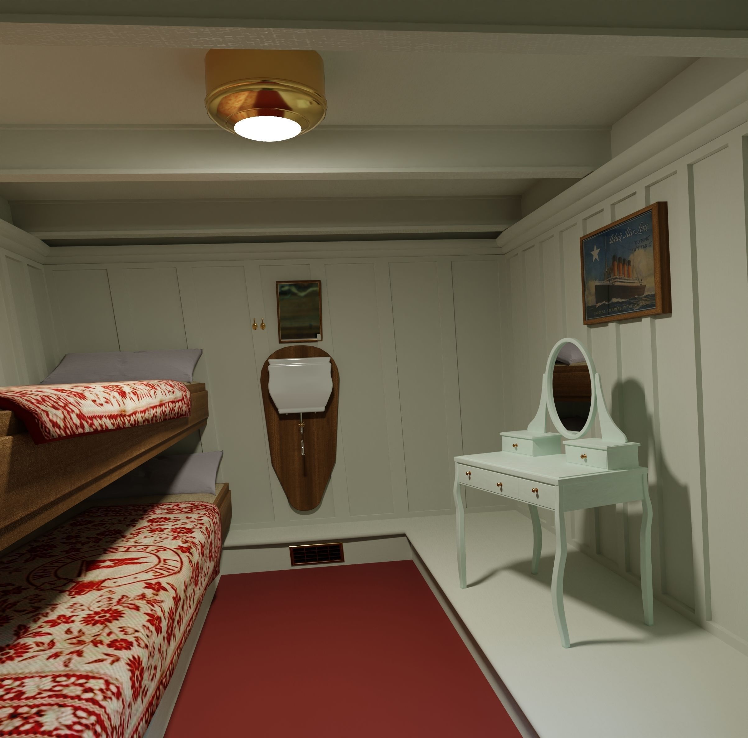 Dresing table with mirror 3D model_2