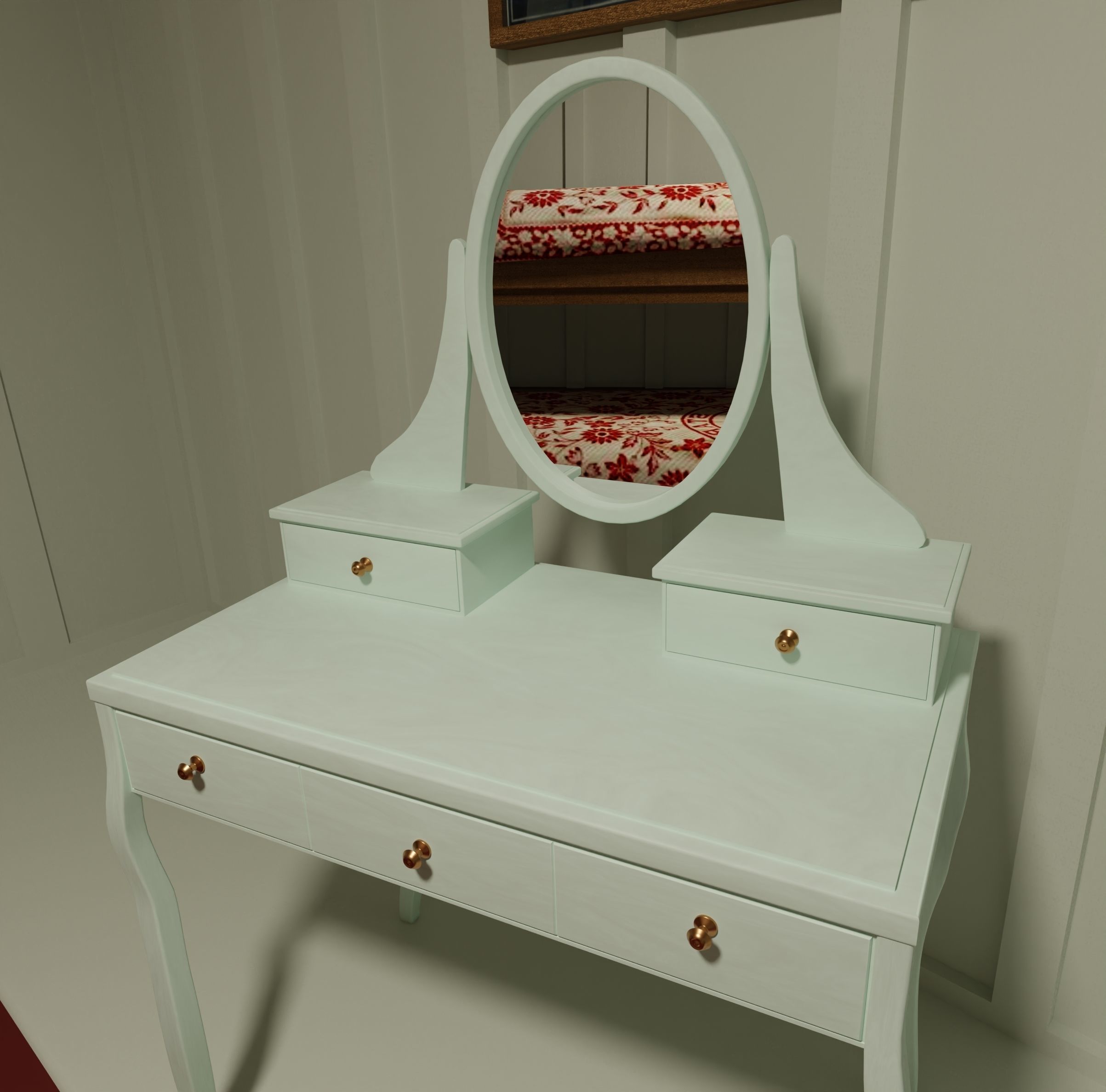 Dresing table with mirror 3D model_7