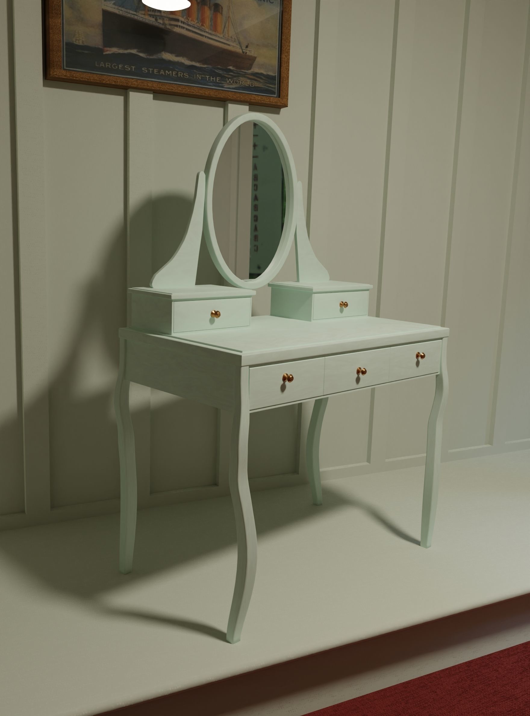 Dresing table with mirror 3D model_9