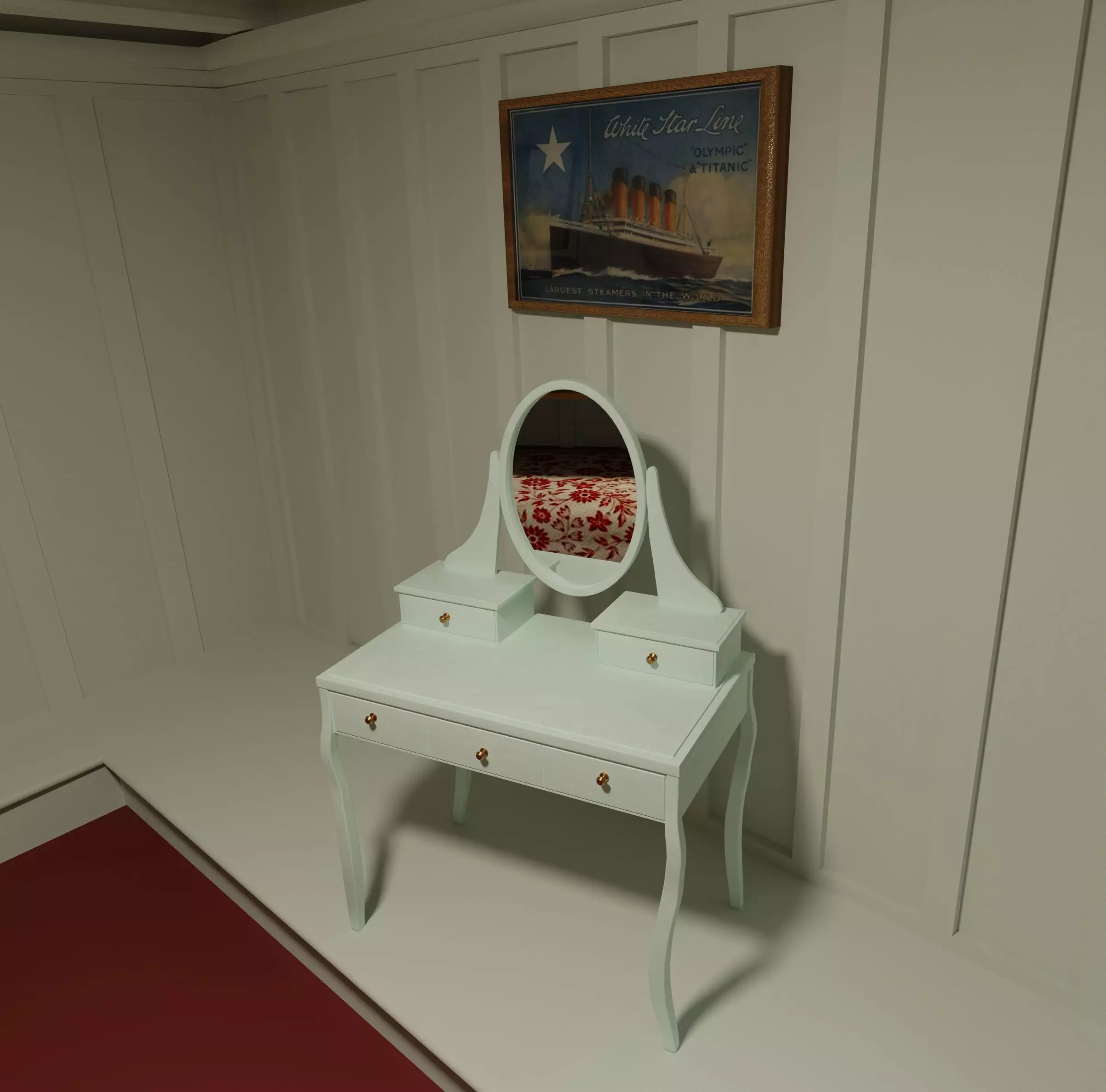 Dresing table with mirror 3D model_0