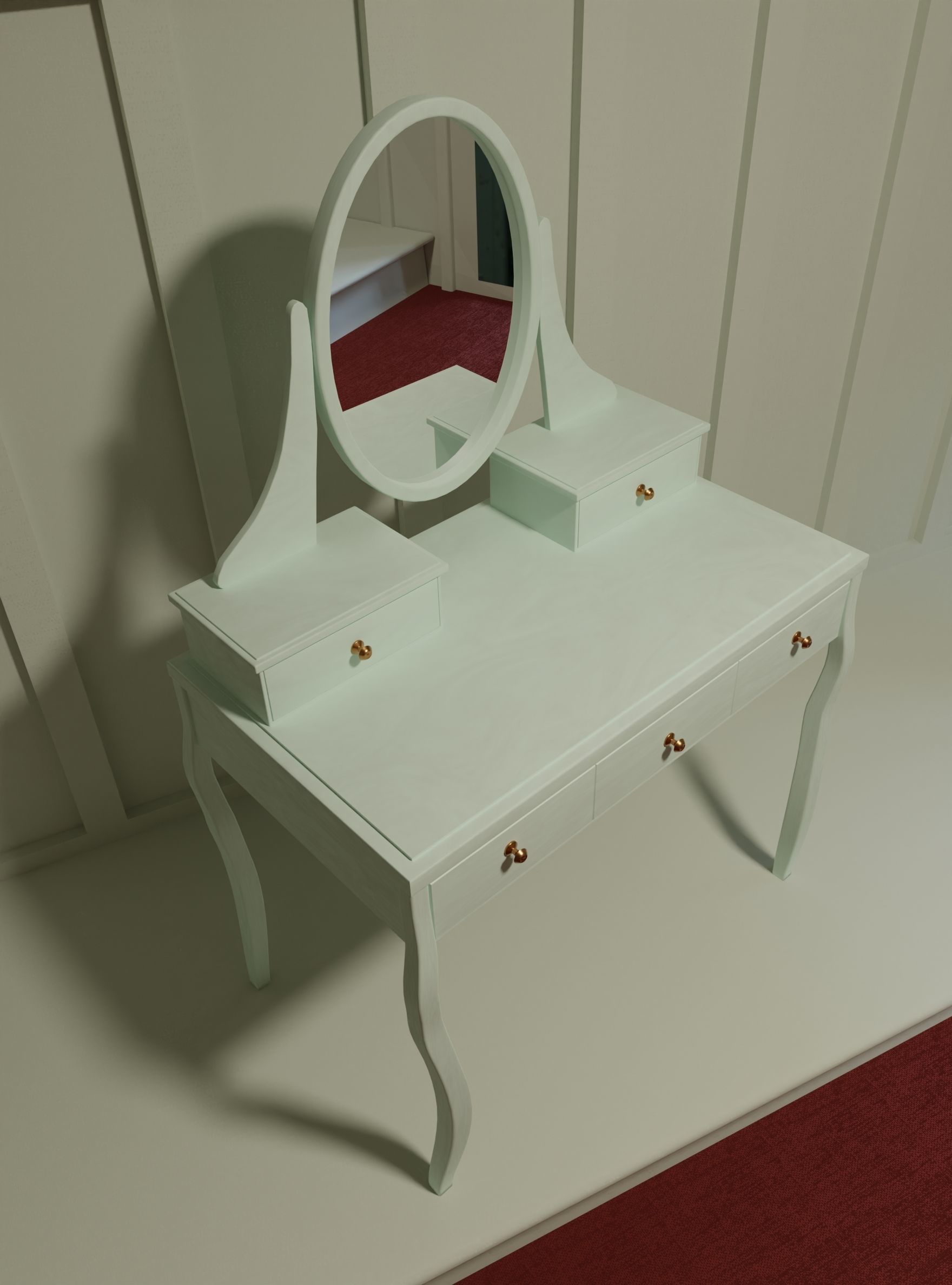 Dresing table with mirror 3D model_6