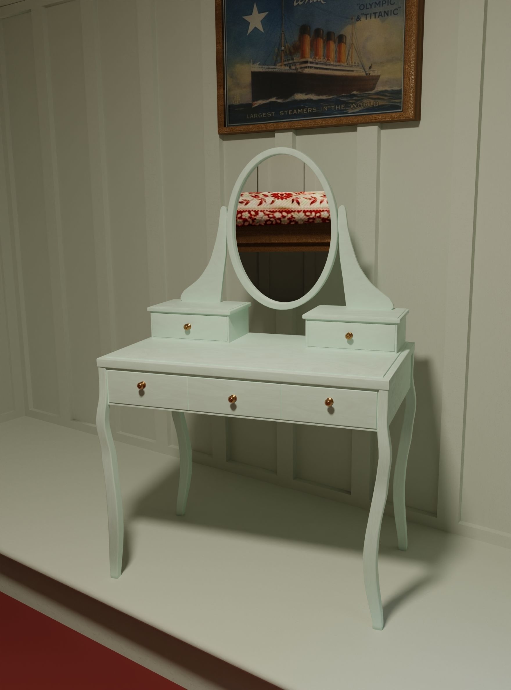 Dresing table with mirror 3D model_3