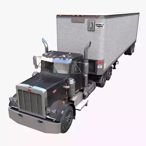 Peterbilt 359 industrial dry trailer Low-poly 3D model