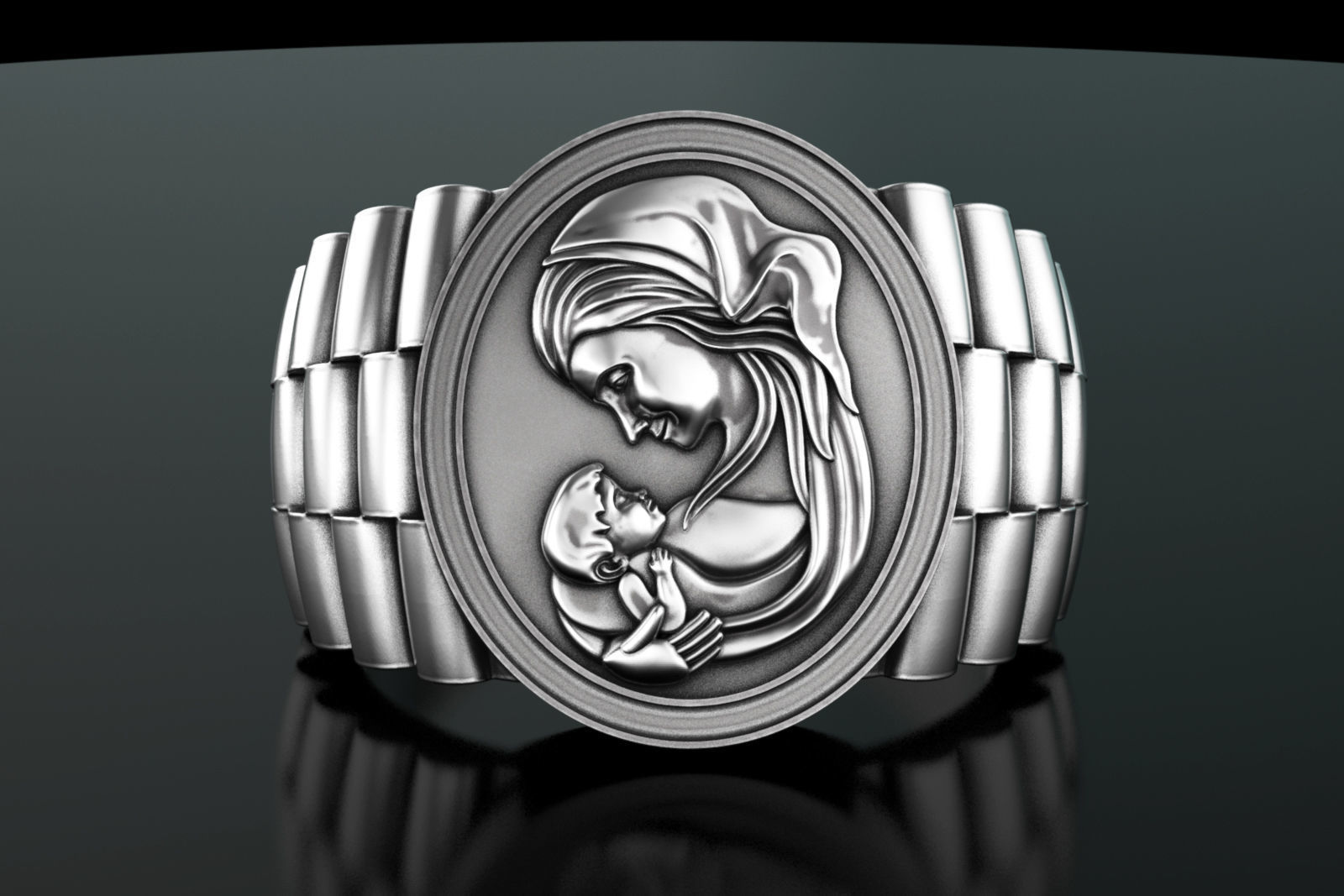 Mother and Baby Ring 3D print model_4