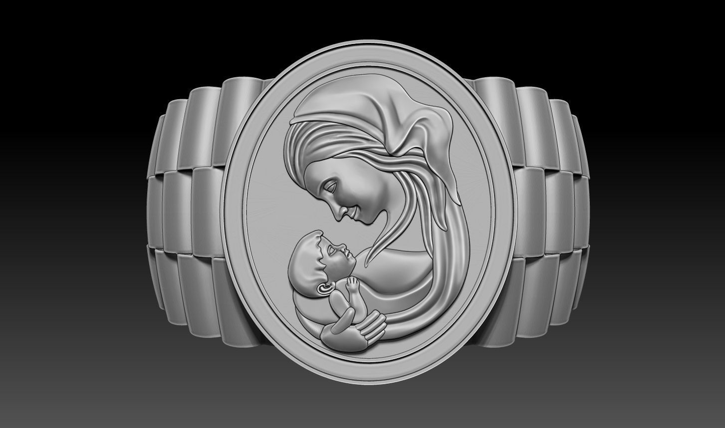 Mother and Baby Ring 3D print model_3