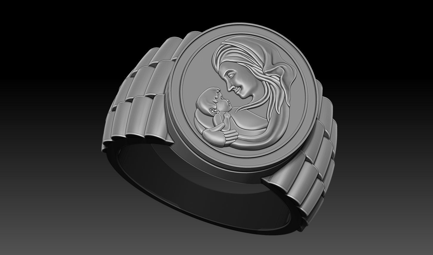 Mother and Baby Ring 3D print model_2