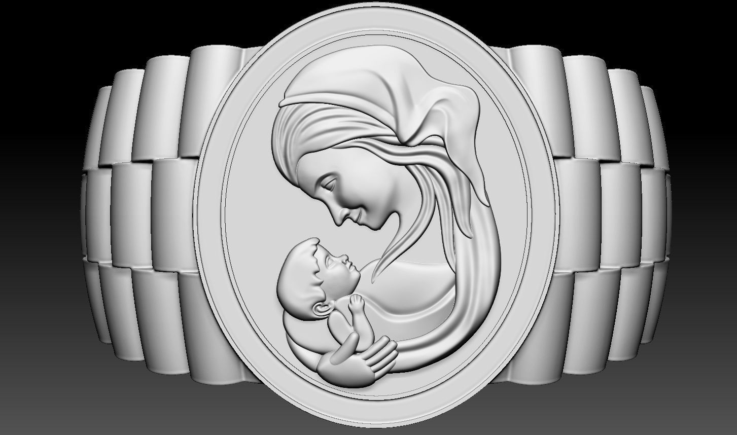 Mother and Baby Ring 3D print model_11