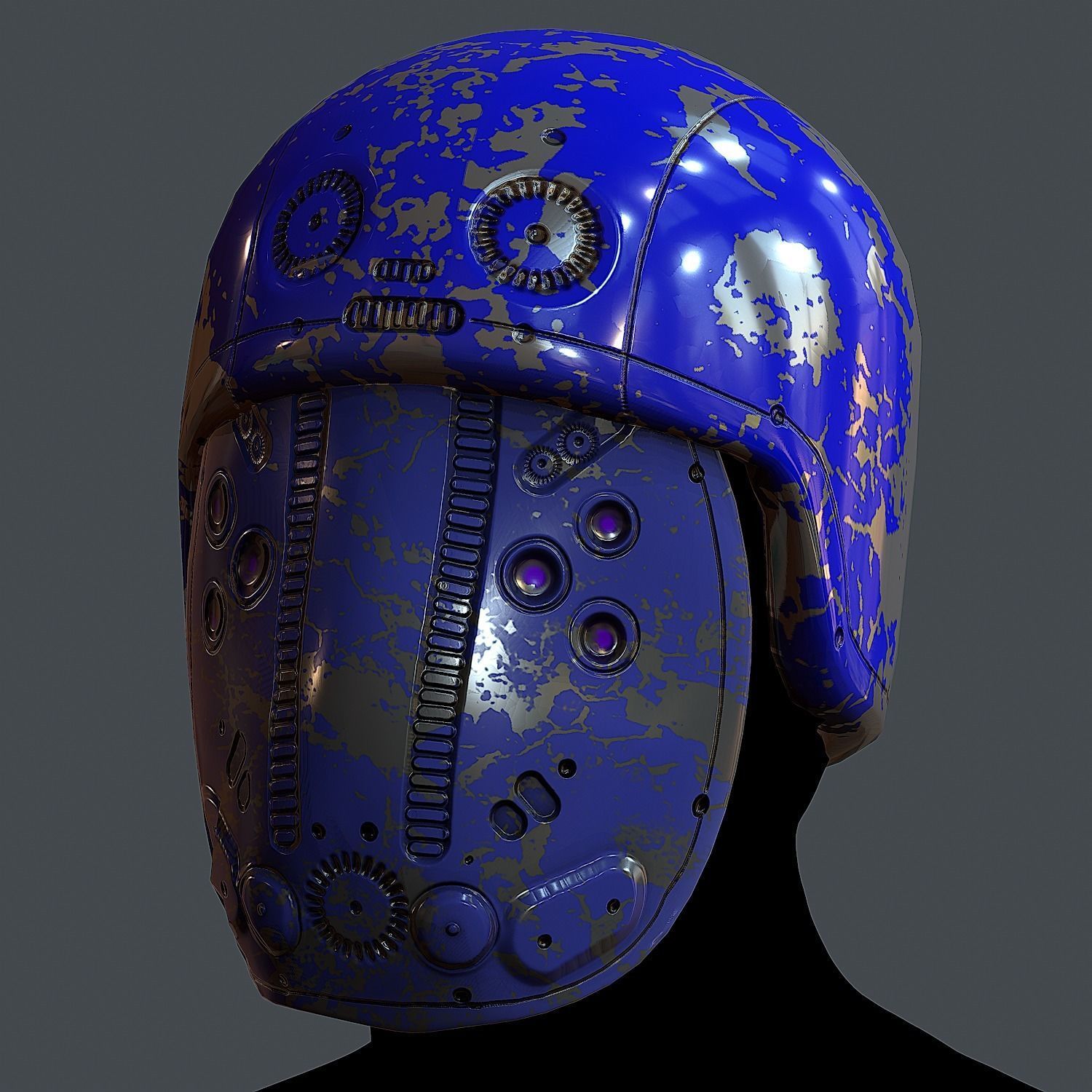 Gas mask helmet 3d model scifi Low-poly Low-poly 3D model Low-poly 3D model_2