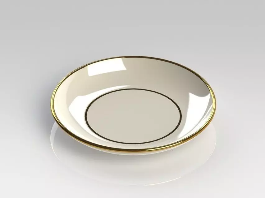 Plate gold rimmed Free 3D model_0