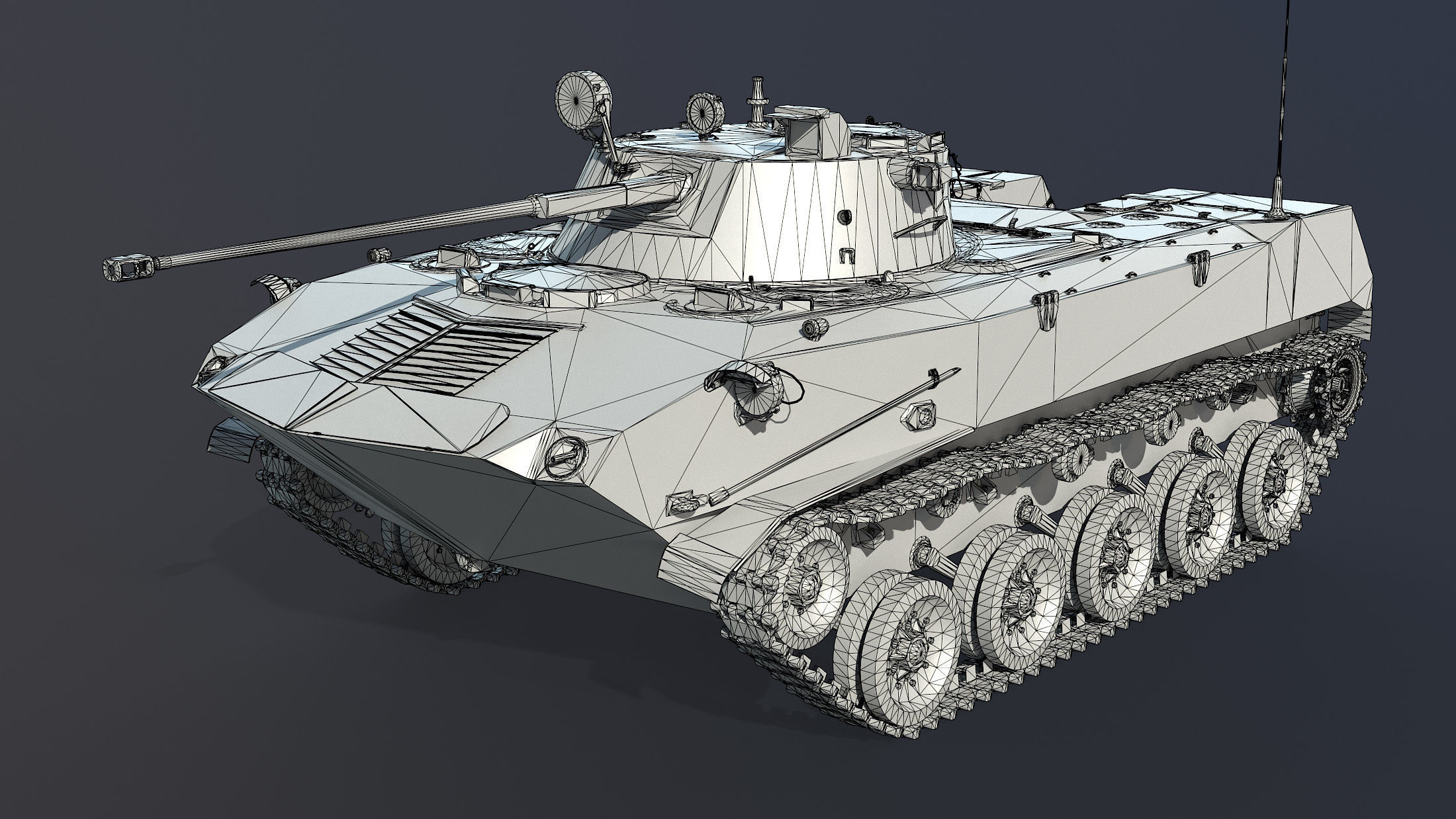 BMD-2 military tank Low-poly 3D model_11
