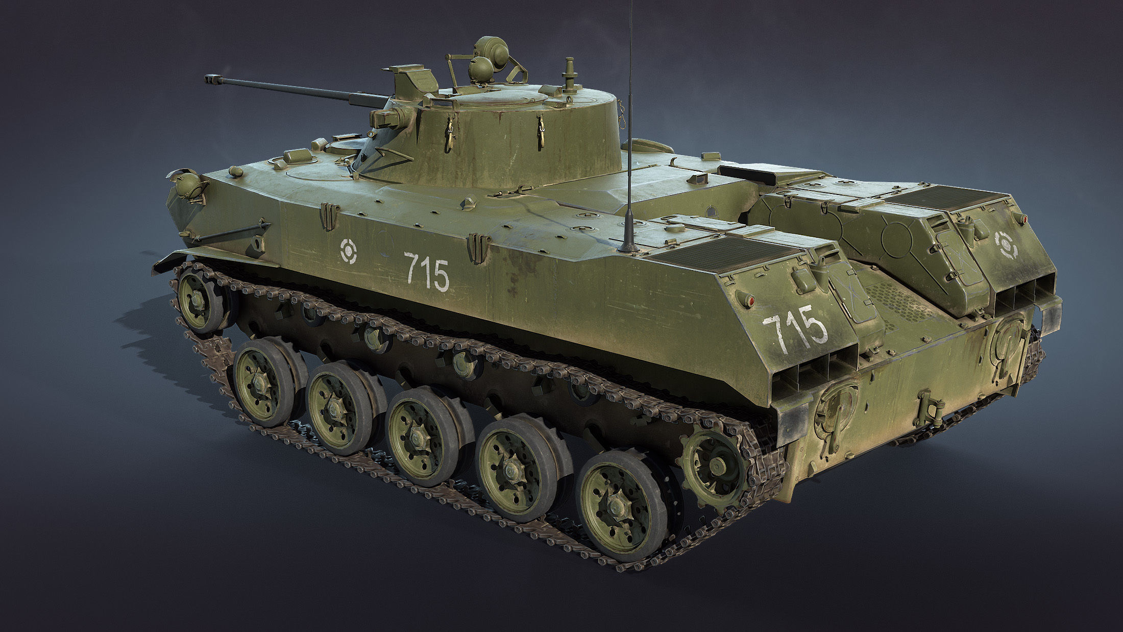 BMD-2 military tank Low-poly 3D model_3