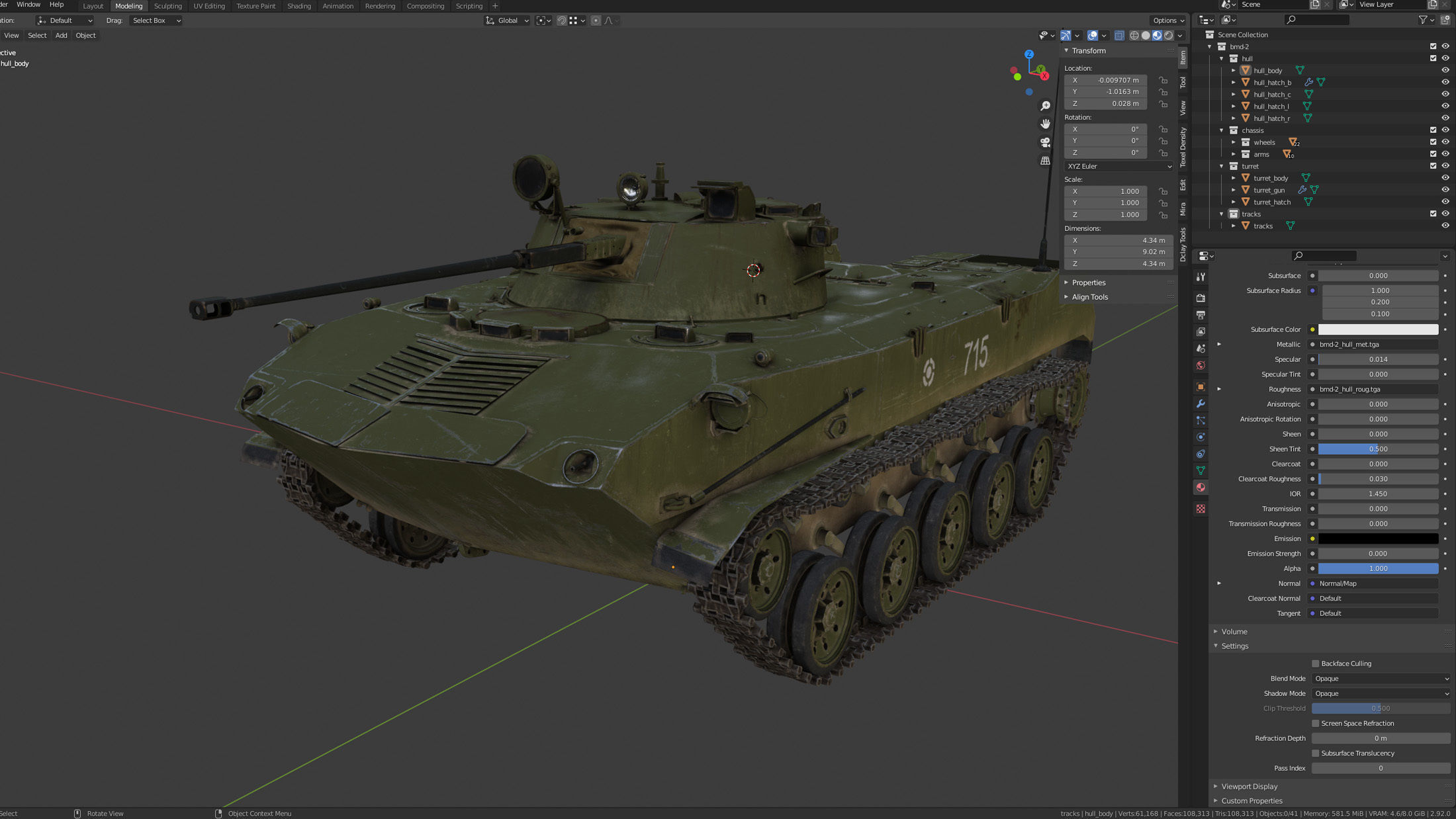 BMD-2 military tank Low-poly 3D model_13