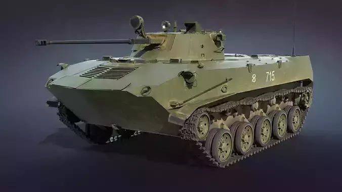 BMD-2 military tank Low-poly 3D model