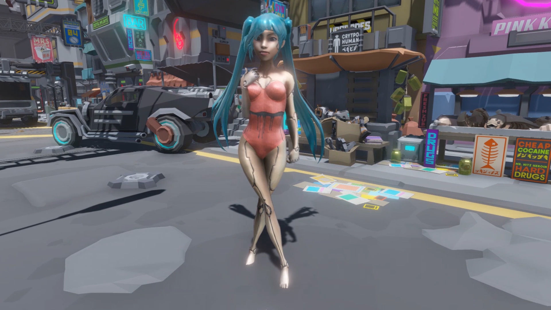 3D Dora anime girl in swimsuit Low-poly 3D model_4