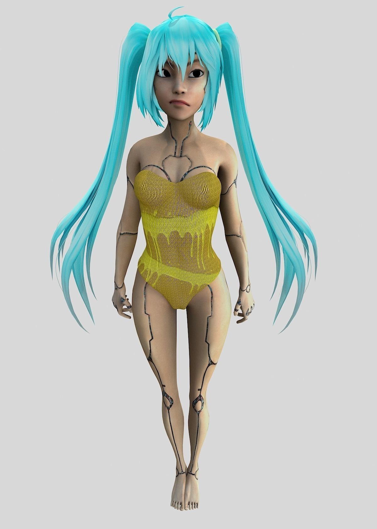 3D Dora anime girl in swimsuit Low-poly 3D model_7