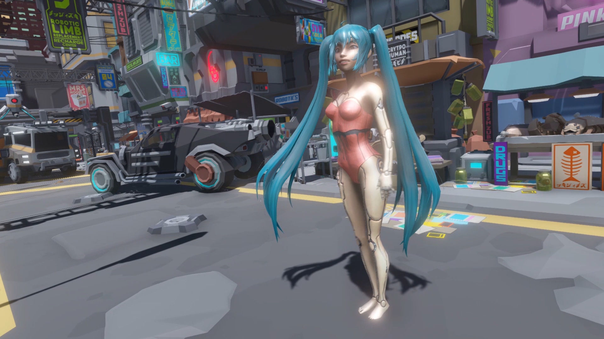 3D Dora anime girl in swimsuit Low-poly 3D model_3