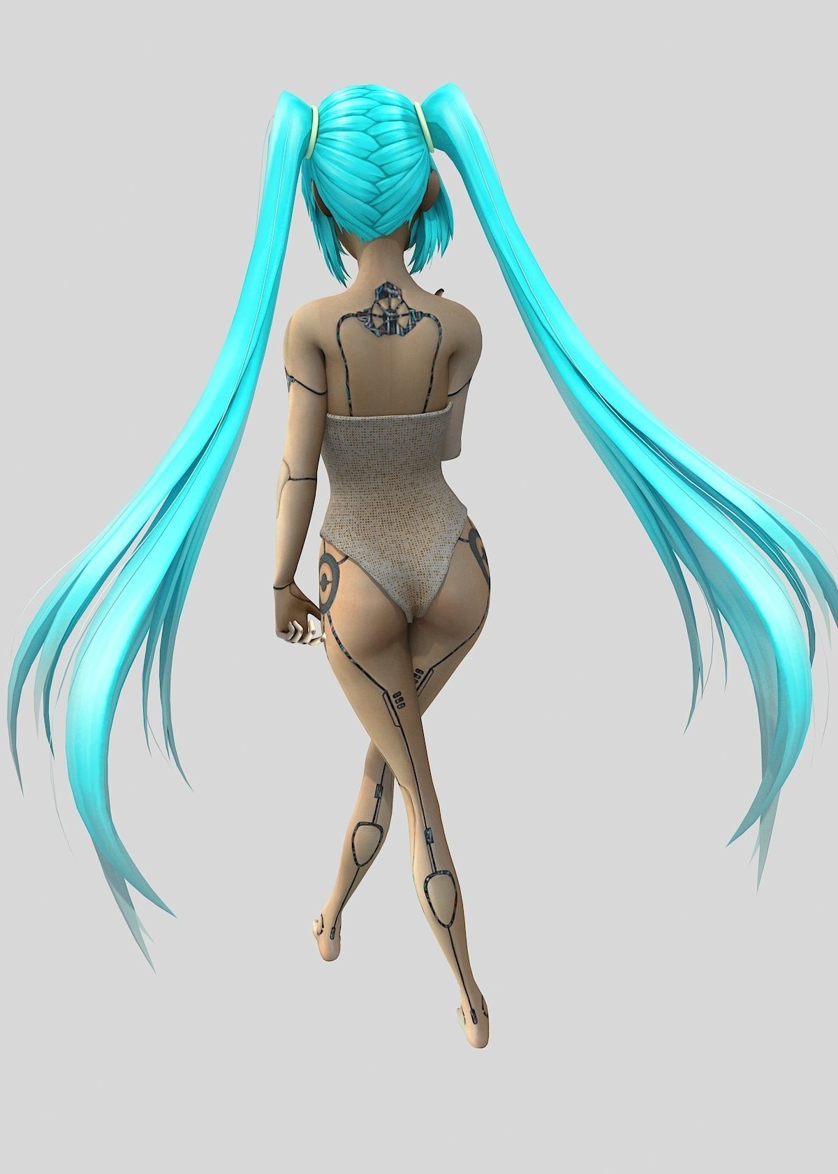 3D Dora anime girl in swimsuit Low-poly 3D model_8