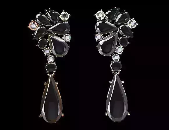 earrings onyx and crystal drop