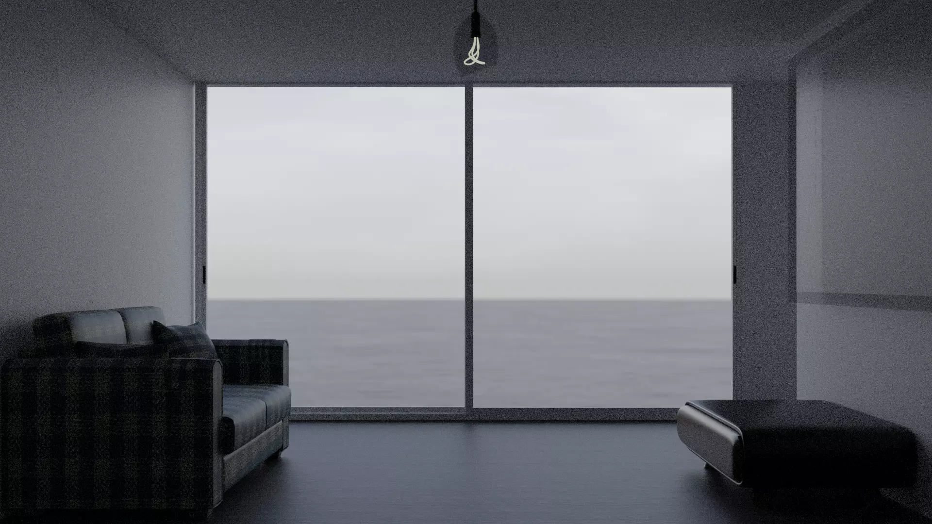 Rooms empty room with ocean Low-poly 3D model