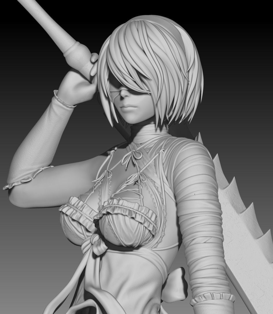 Kaine - 2B Nier Replicant for 3D print - pre supported included 3D print model_1