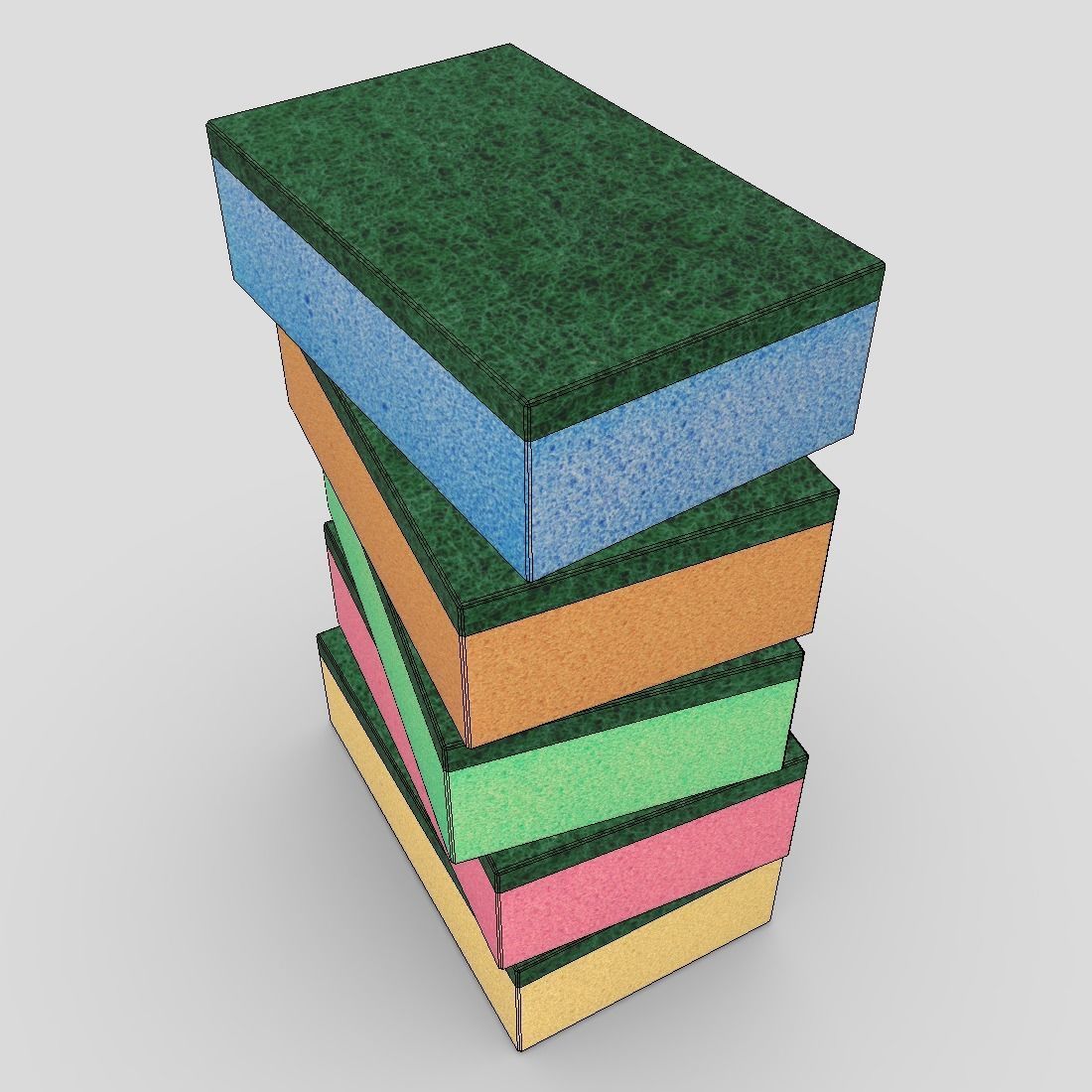 Sponges stack of Low-poly 3D model_6