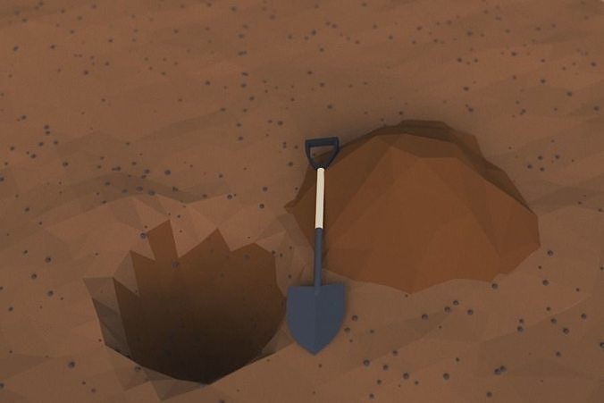 LOW POLY ASSET SHOVEL MODEL - LOWPOLYGONAL Low-poly 3D model