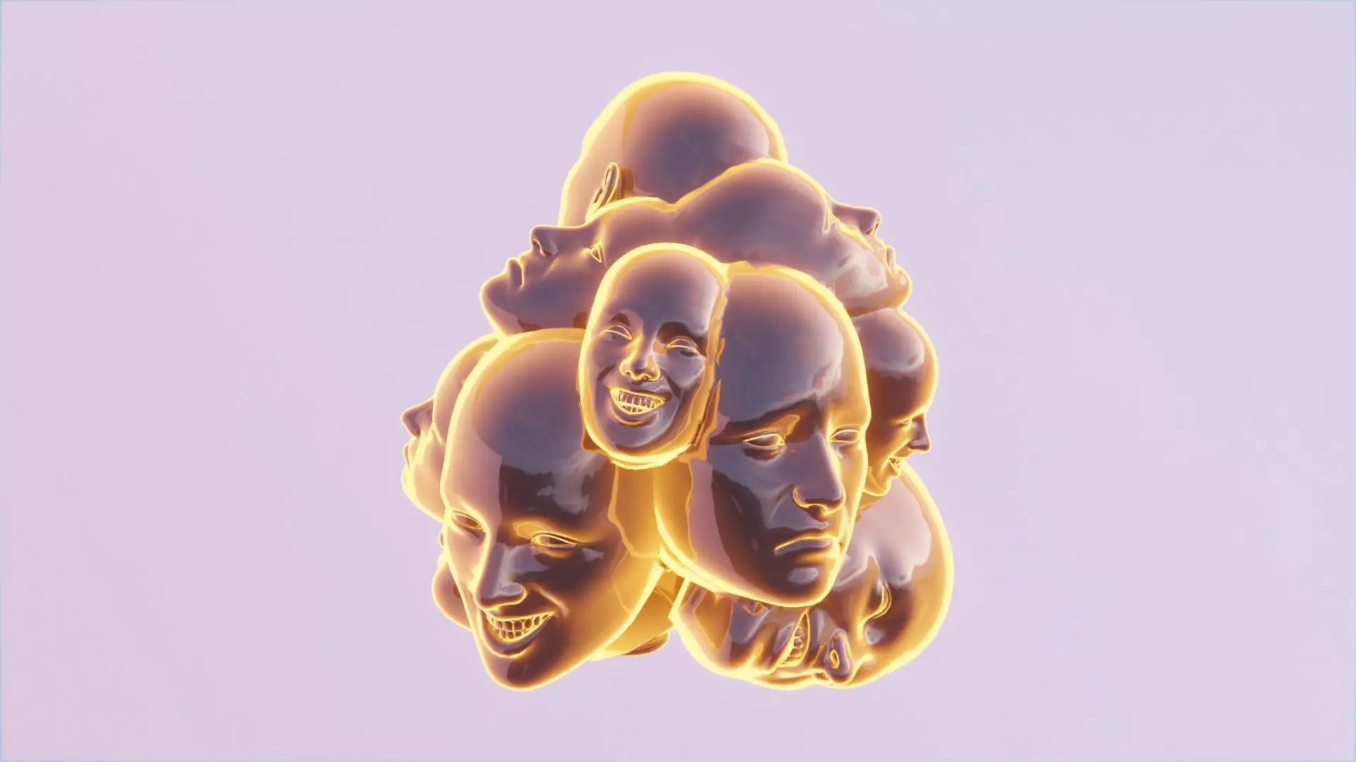Happy Sad Head Cluster Free 3D model