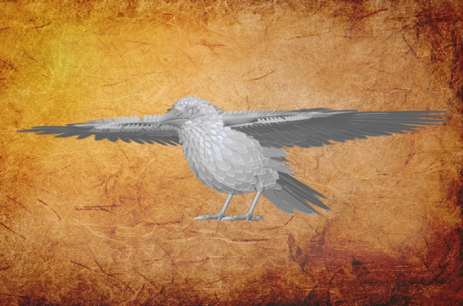 Animal  - Bird raven Low-poly 3D model_12