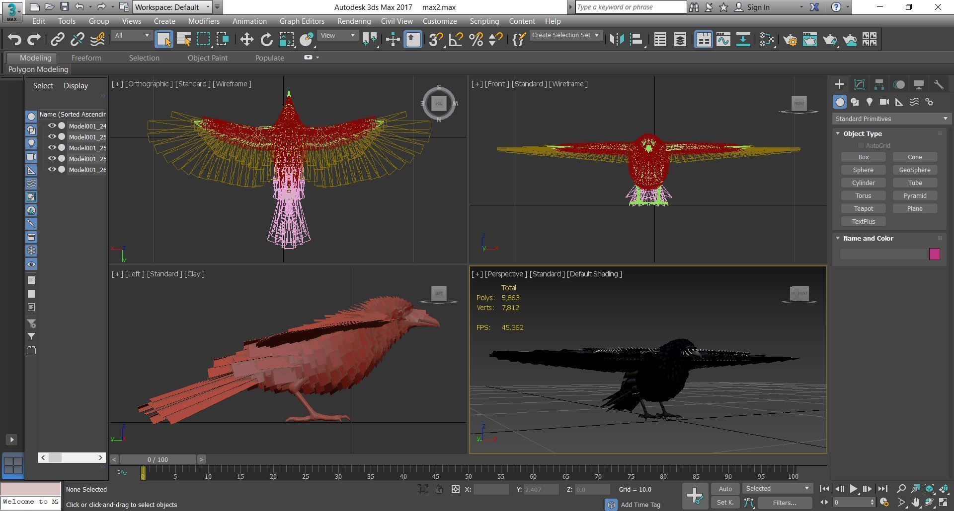 Animal  - Bird raven Low-poly 3D model_6