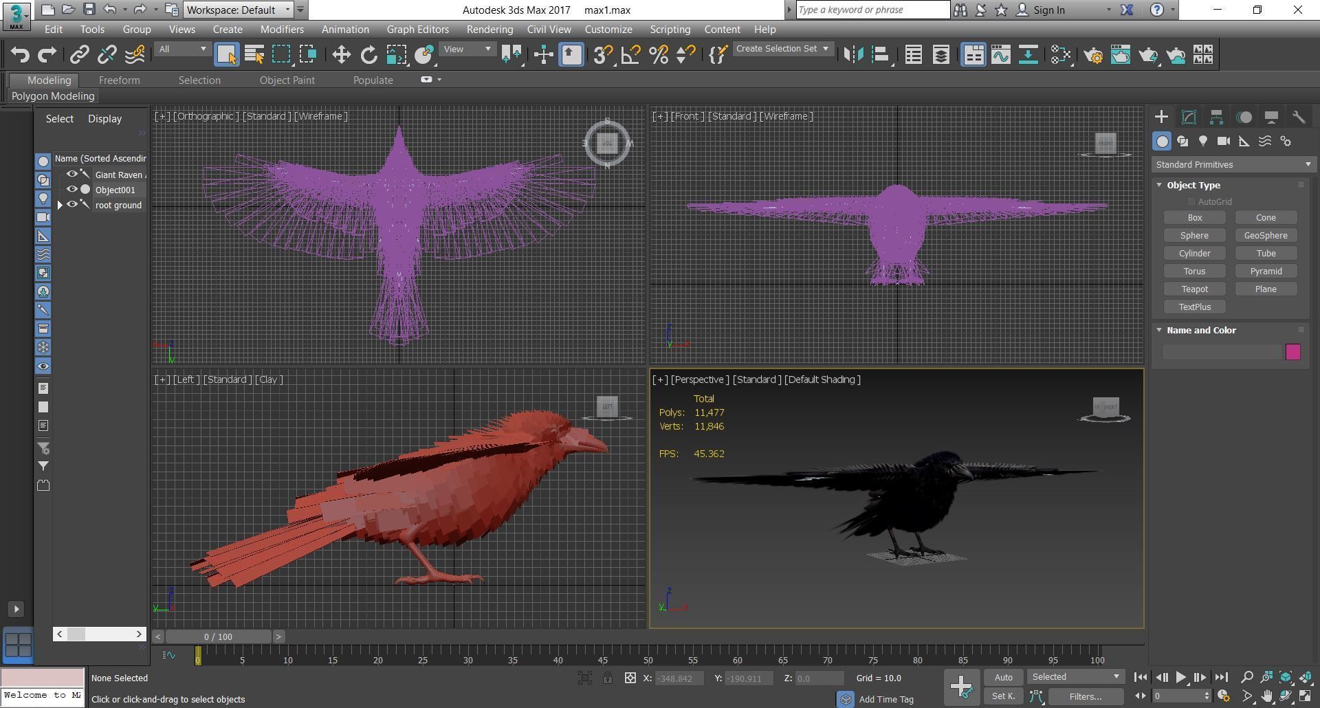 Animal  - Bird raven Low-poly 3D model_5